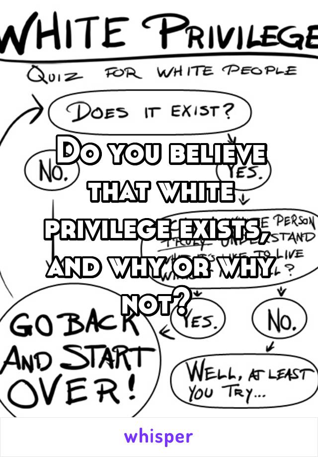 Do you believe that white privilege exists,  and why or why not? 