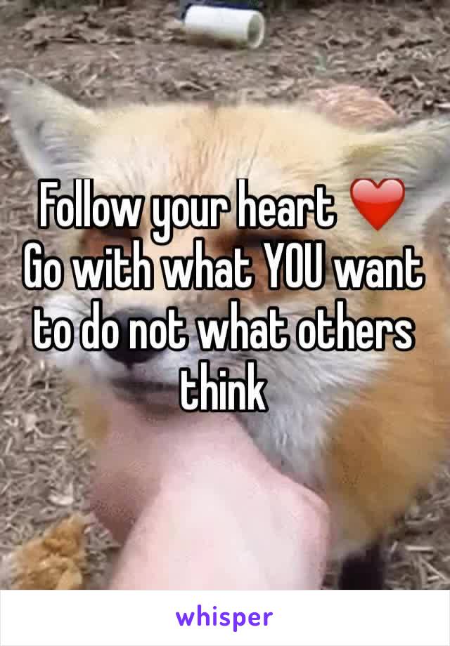 Follow your heart ❤️ 
Go with what YOU want to do not what others think
