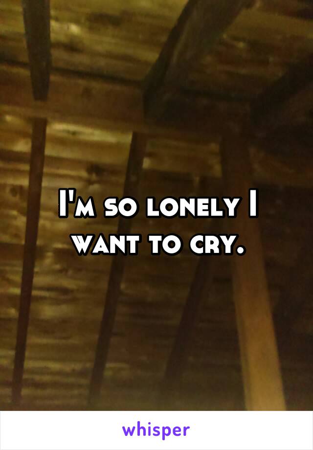 I'm so lonely I want to cry.