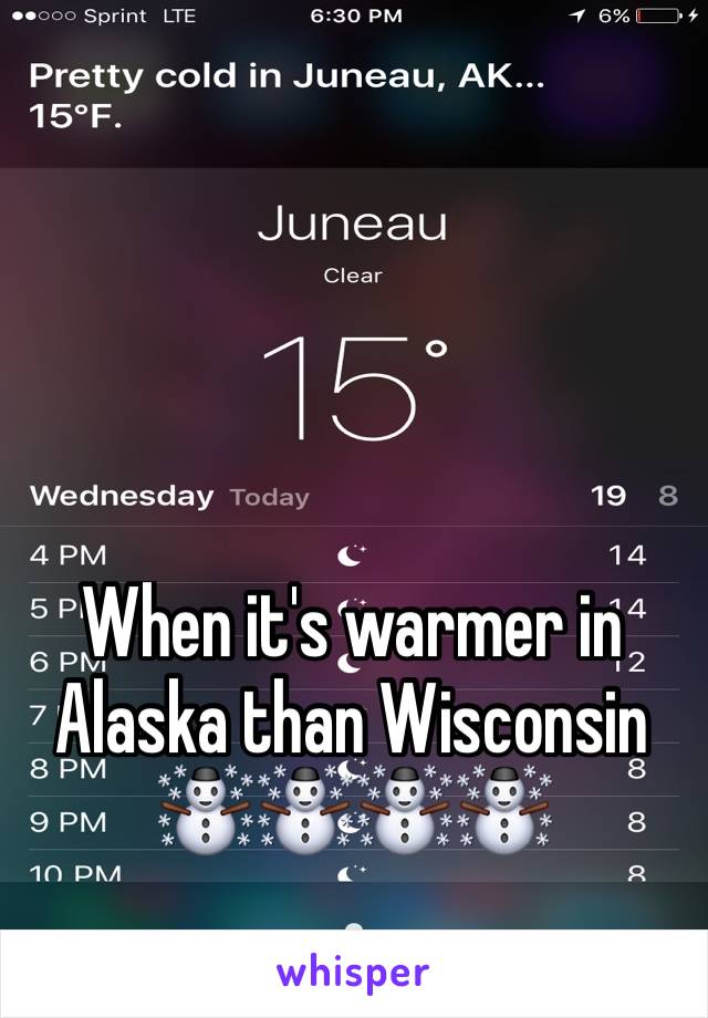 When it's warmer in Alaska than Wisconsin ☃☃☃☃