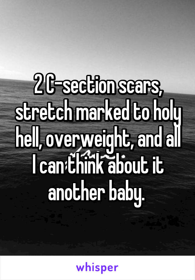 2 C-section scars, stretch marked to holy hell, overweight, and all I can think about it another baby. 