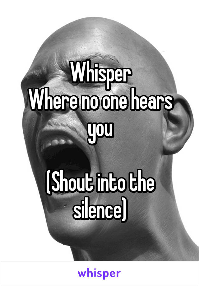 Whisper
Where no one hears you

(Shout into the silence)