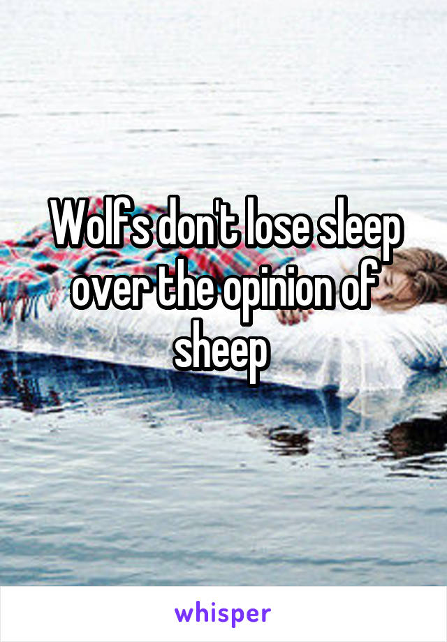 Wolfs don't lose sleep over the opinion of sheep 
