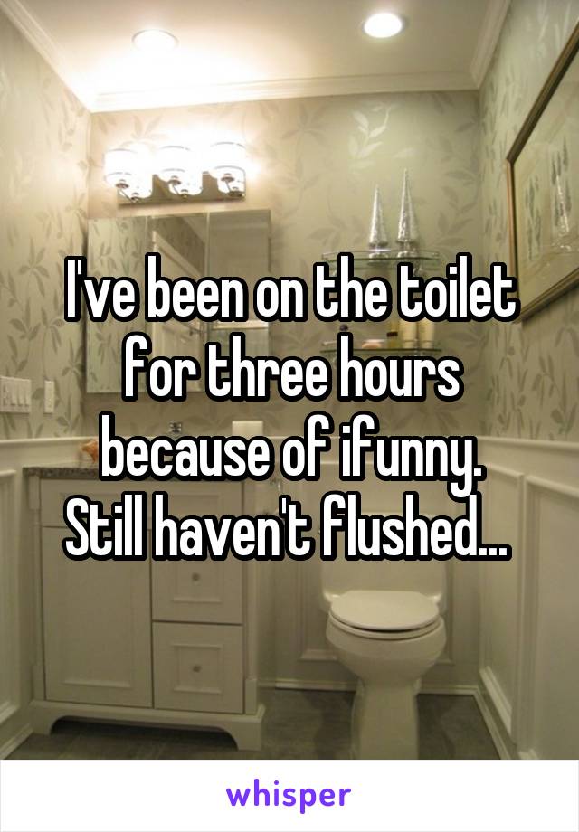 I've been on the toilet for three hours because of ifunny.
Still haven't flushed... 