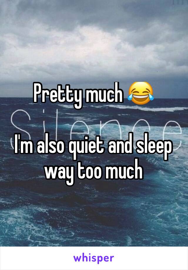 Pretty much 😂 

I'm also quiet and sleep way too much 