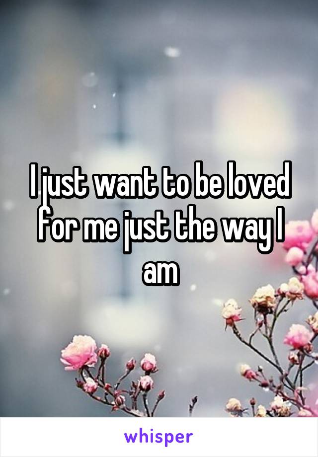 I just want to be loved for me just the way I am