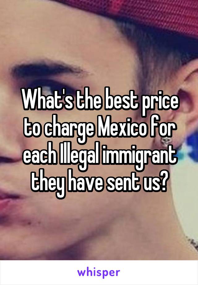 What's the best price to charge Mexico for each Illegal immigrant they have sent us?