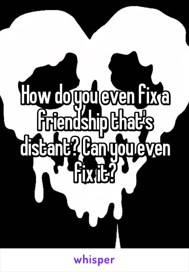 How do you even fix a friendship that's distant? Can you even fix it?