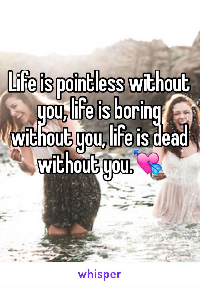 Life is pointless without you, life is boring without you, life is dead without you.💘