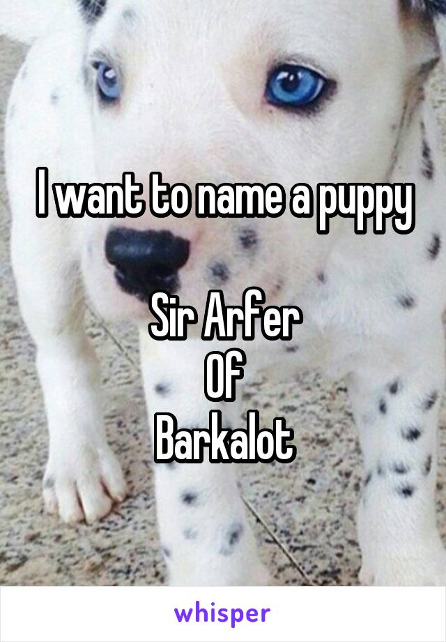 I want to name a puppy

Sir Arfer
Of
Barkalot