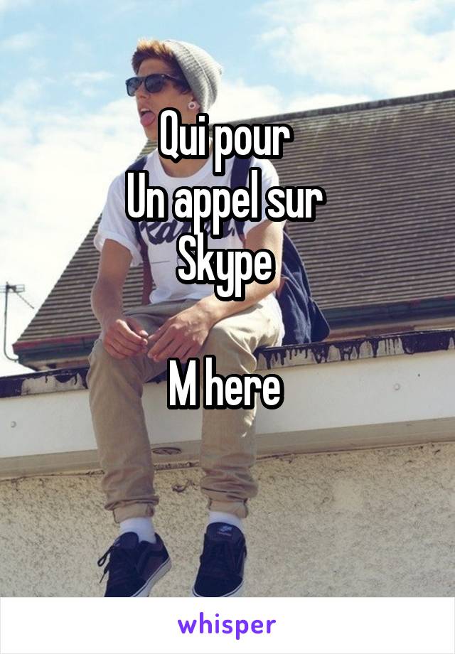 Qui pour 
Un appel sur 
Skype 

M here 

