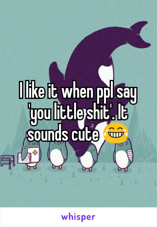 I like it when ppl say 'you little shit'. It sounds cute 😂