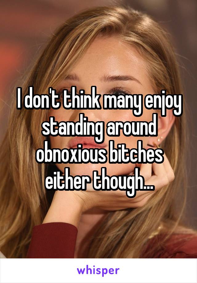 I don't think many enjoy standing around obnoxious bitches either though...