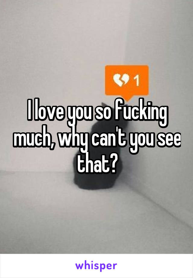 I love you so fucking much, why can't you see that?