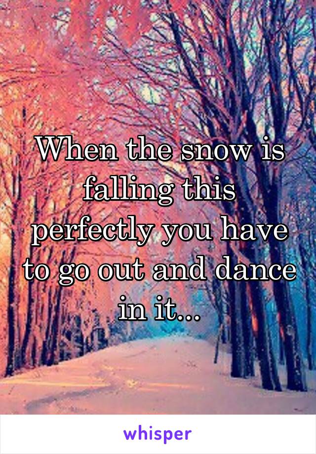 When the snow is falling this perfectly you have to go out and dance in it...