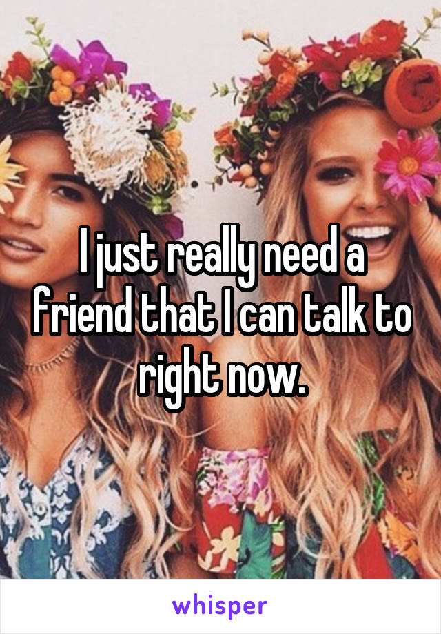 I just really need a friend that I can talk to right now.