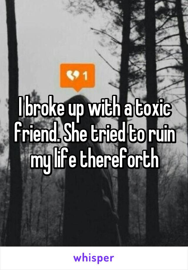 I broke up with a toxic friend. She tried to ruin my life thereforth