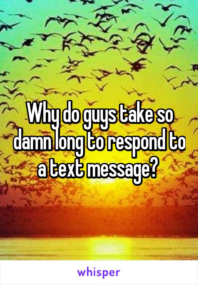 Why do guys take so damn long to respond to a text message? 