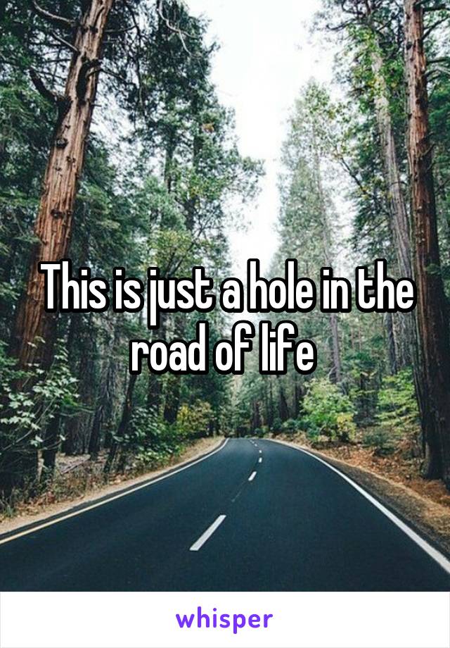 This is just a hole in the road of life 