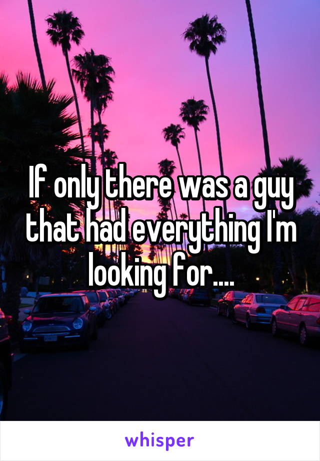 If only there was a guy that had everything I'm looking for....