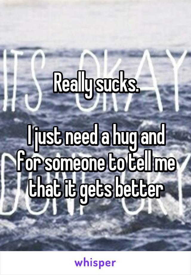 Really sucks.

I just need a hug and for someone to tell me that it gets better