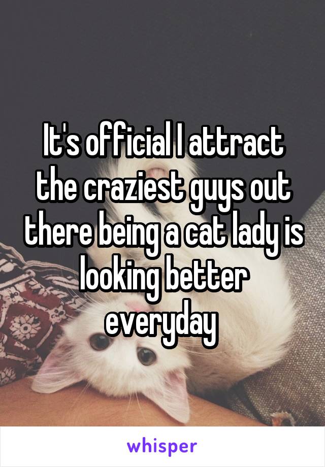 It's official I attract the craziest guys out there being a cat lady is looking better everyday 