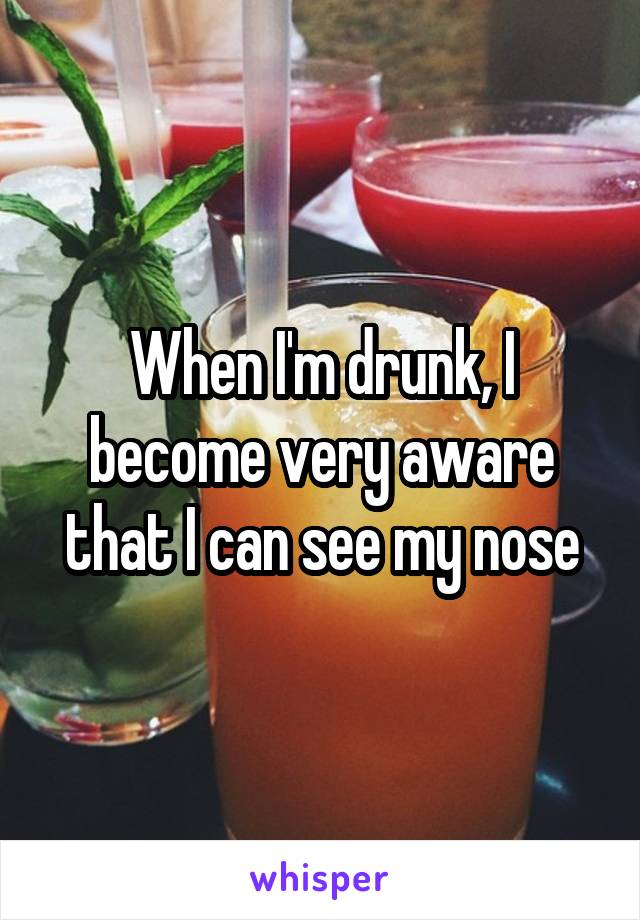 When I'm drunk, I become very aware that I can see my nose