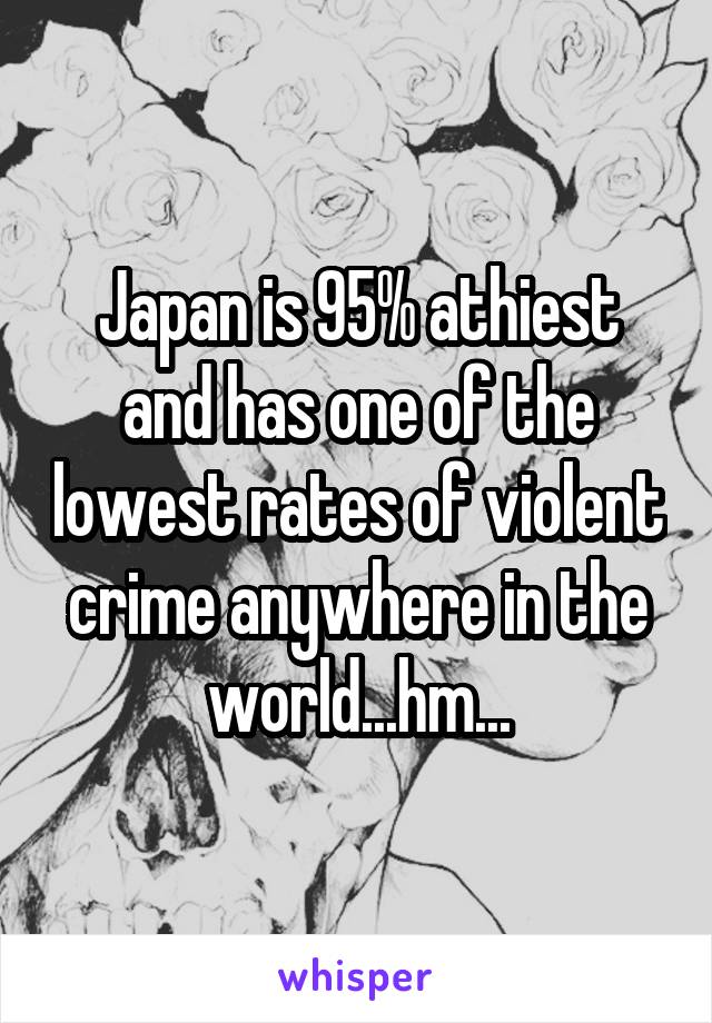 Japan is 95% athiest and has one of the lowest rates of violent crime anywhere in the world...hm...