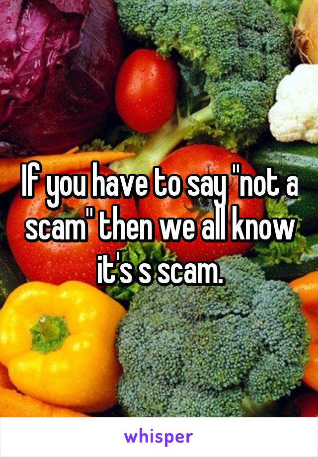 If you have to say "not a scam" then we all know it's s scam.