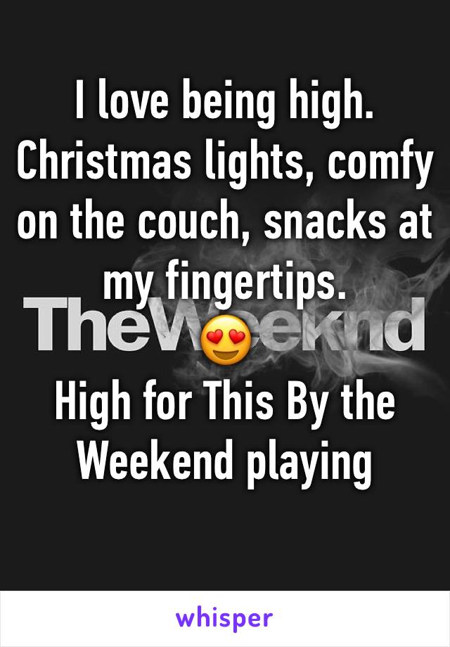 I love being high. Christmas lights, comfy on the couch, snacks at my fingertips. 
😍
High for This By the Weekend playing