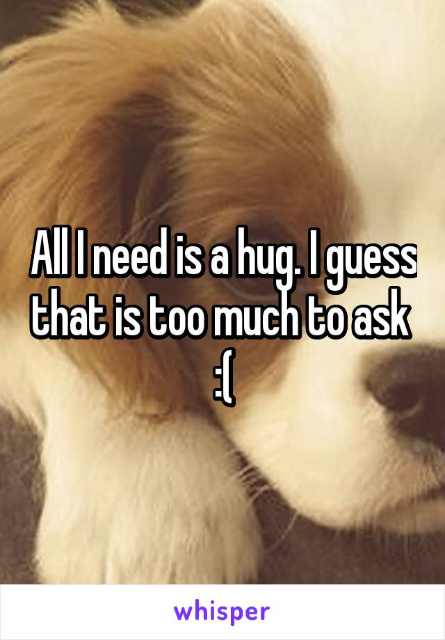 All I need is a hug. I guess that is too much to ask  :(