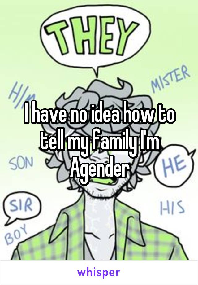 I have no idea how to tell my family I'm Agender