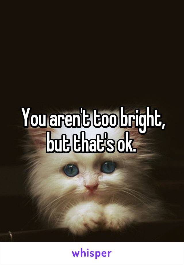 You aren't too bright, but that's ok. 