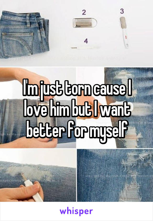 I'm just torn cause I love him but I want better for myself