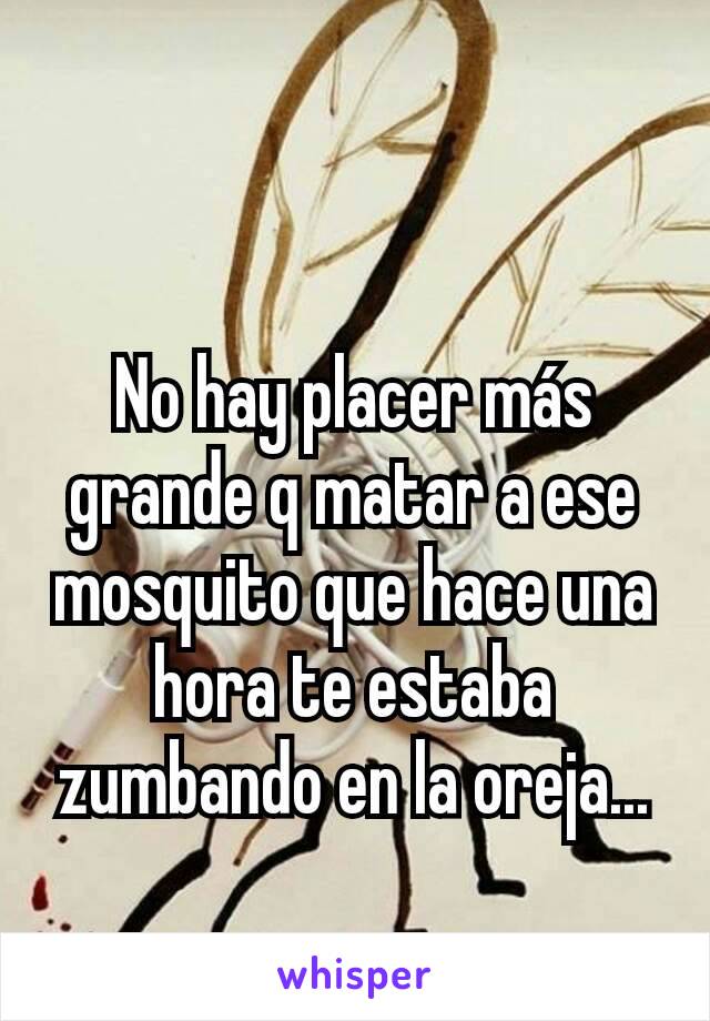 No hay placer más grande q matar a ese mosquito que hace una hora te estaba zumbando en la oreja...
