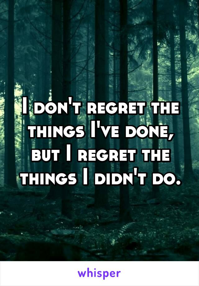 I don't regret the things I've done, but I regret the things I didn't do.