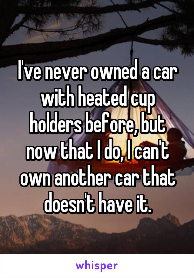 I've never owned a car with heated cup holders before, but now that I do, I can't own another car that doesn't have it.