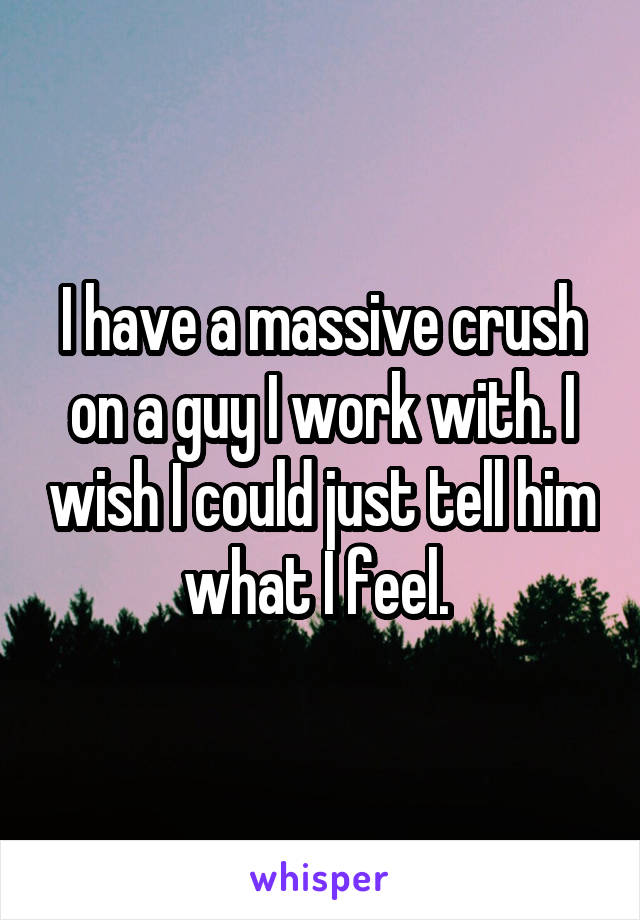 I have a massive crush on a guy I work with. I wish I could just tell him what I feel. 