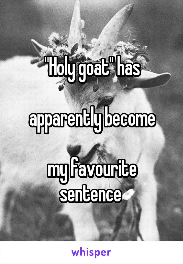 "Holy goat" has

 apparently become 

my favourite sentence 