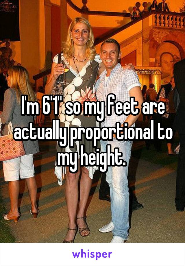 I'm 6'1" so my feet are actually proportional to my height. 