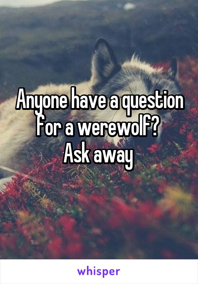 Anyone have a question for a werewolf? 
Ask away 
