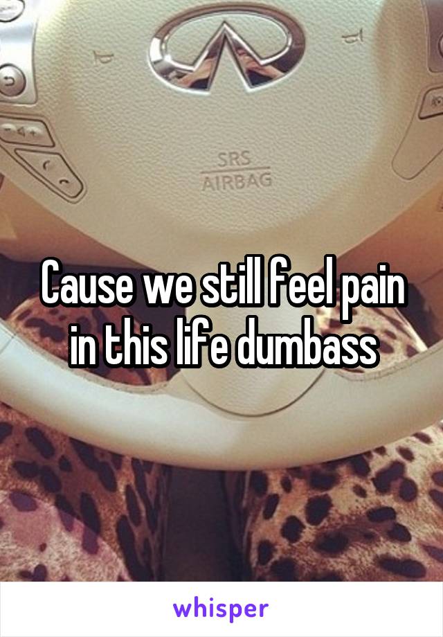 Cause we still feel pain in this life dumbass