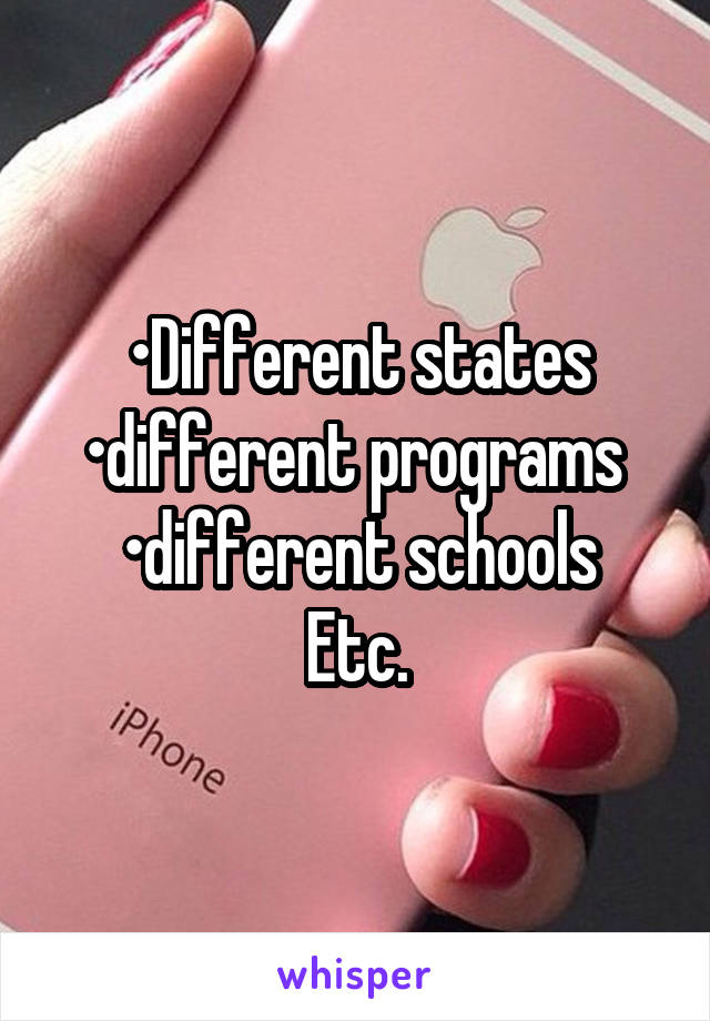 •Different states
•different programs 
•different schools
Etc.