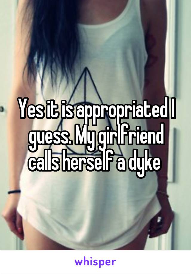 Yes it is appropriated I guess. My girlfriend calls herself a dyke 