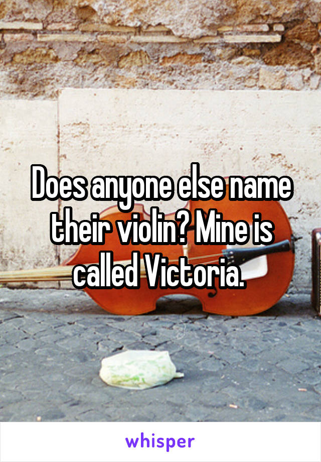 Does anyone else name their violin? Mine is called Victoria. 