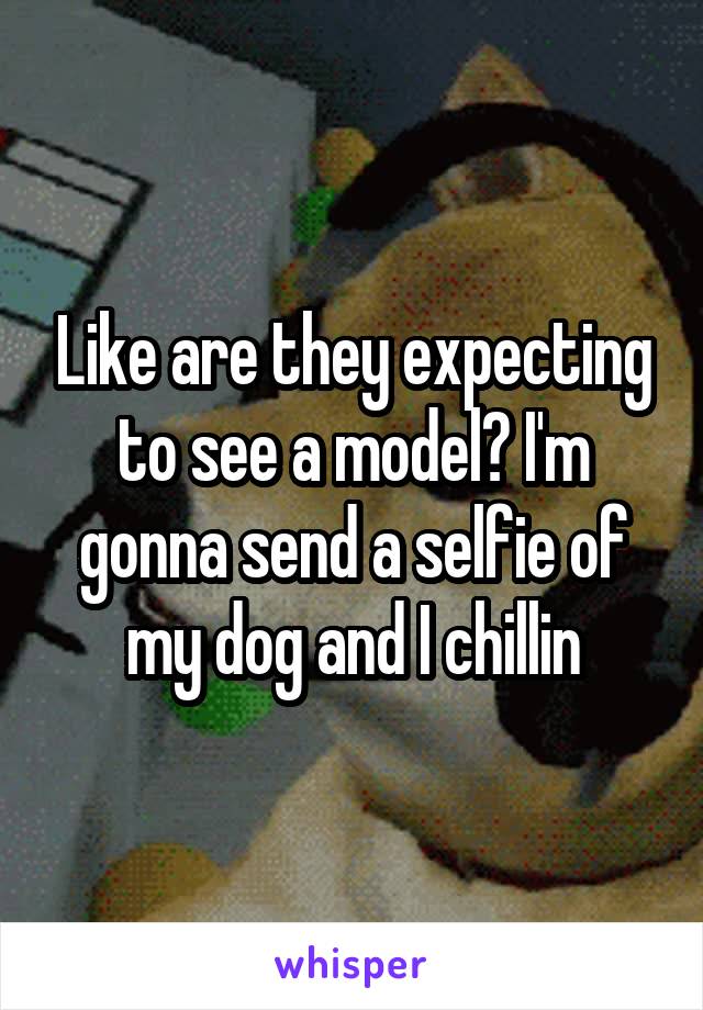 Like are they expecting to see a model? I'm gonna send a selfie of my dog and I chillin
