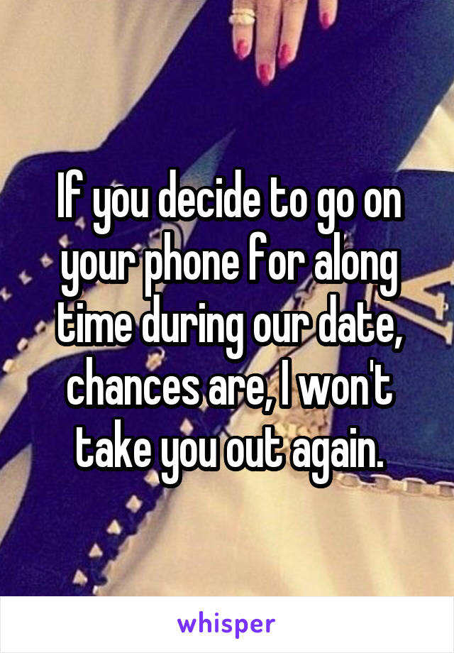 If you decide to go on your phone for along time during our date, chances are, I won't take you out again.