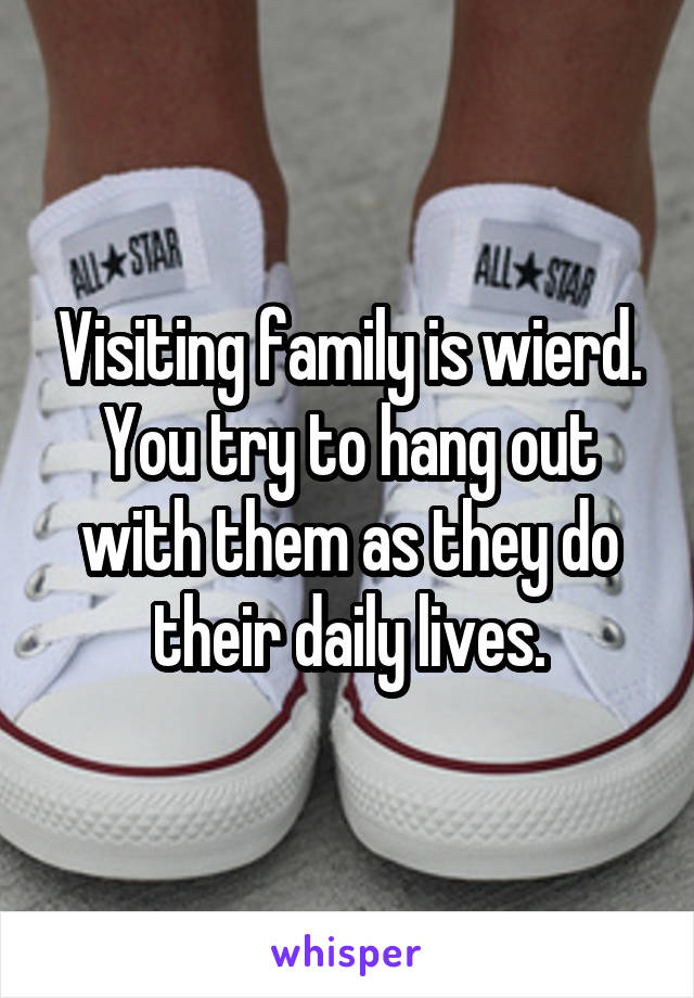 Visiting family is wierd. You try to hang out with them as they do their daily lives.