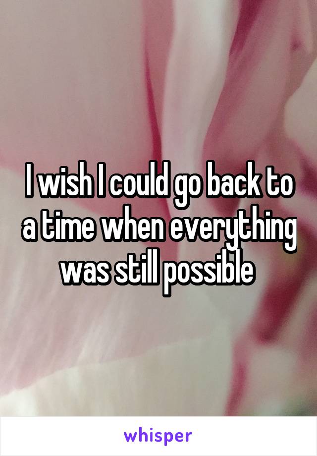I wish I could go back to a time when everything was still possible 