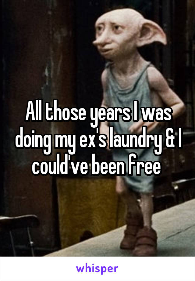 All those years I was doing my ex's laundry & I could've been free 